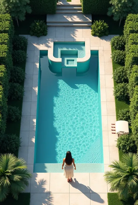 I want the jacuzzi attached to the pool and I want an image of myself looking from above