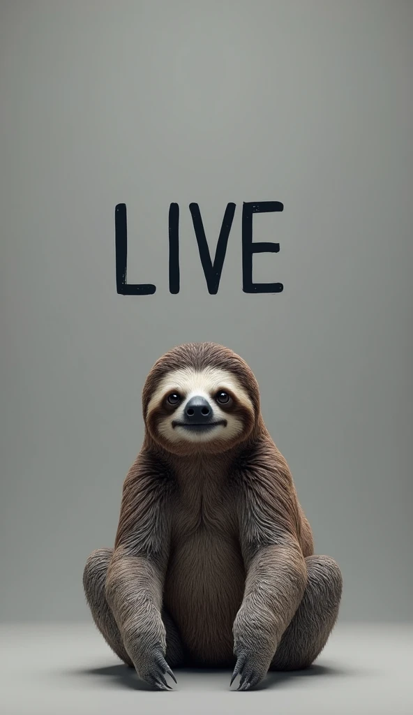 A gray background that says live in capital letters and below that says teamwork plus below a sloth 