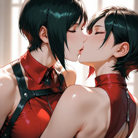 ada wong, twin, kissing