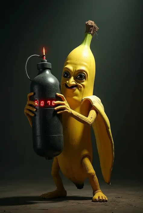 Banana holds the bomb. 