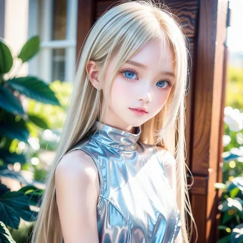 Super long super long straight silky blonde hair 、 very beautiful white girl、白いトップでポーズをとるBlondeの女の子、very beautiful real life girl、Innocent First 々  girl with cute young face、 beautiful platinum blonde girl、Very beautiful, very bright, white, mint, Renel, w...