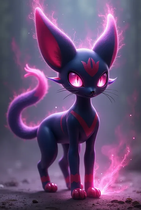 The Mewtwo mix’s with Umbreon. The colors are purple, pink and black. They look magic and have magic powers. They look dangerous. 