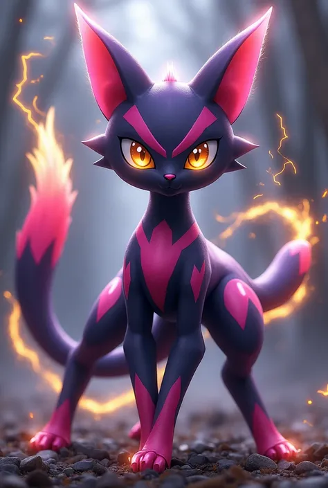 The Mewtwo mix’s with Umbreon. The colors are purple, pink, black and yellow. They look magic and have magic powers. They look dangerous. 