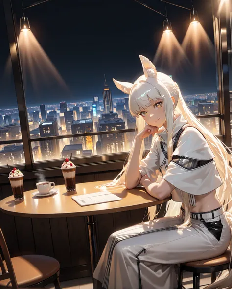 female,(alone),((alone)),(((Platinum  ))),(Arknights),Platinum  _\(Arknights\), Platinum  _\( Arknights\), Gray Hair。 (((long hair)))。White horse ears。white horse tail 。(Strong winds:1.5),((Black and white clothes))。yellow eyes,smile,,Photorealistic Backgr...