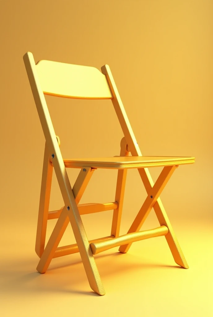 A golden folding chair front angle, facing semi front, very shiny, glowing, 2D illustration, cartoon, good lighting, 4k