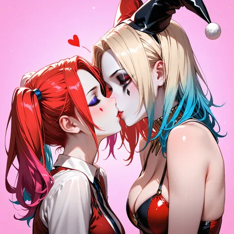 female joker, harley quinn, kissing