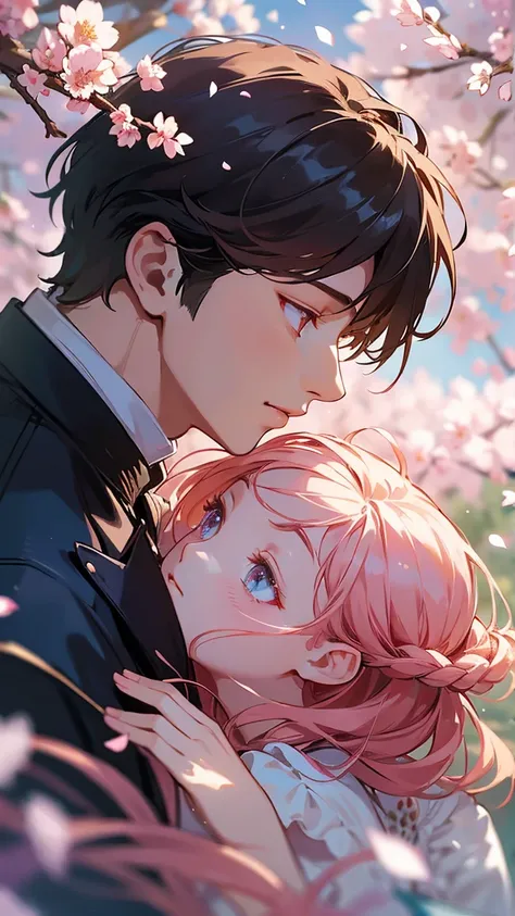  The young couple dances in the cherry blossom garden ,  While the petals are scattered 、The girl sings beautifully ,  The boy is staring at her with longing and love ,  The love flower that sprout with the arrival of spring 1 The girl in the cherry blosso...