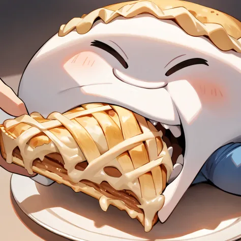 White-bearded whale eating pie, Cartoon-like, masterpiece, Detailed