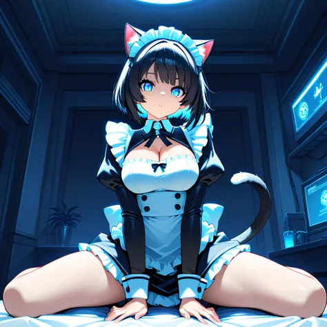 (masterpiece:1.3, highest quality, highres),1girl, Equipped with huge revolver-type pile bunkers on both arms., A large mechanical headband in the shape of cat ears: 1.2, (beautiful eyes:1.3, Best quality eyes: 1.2, Detailed eyes: 1.2, Popping out eyes), (...