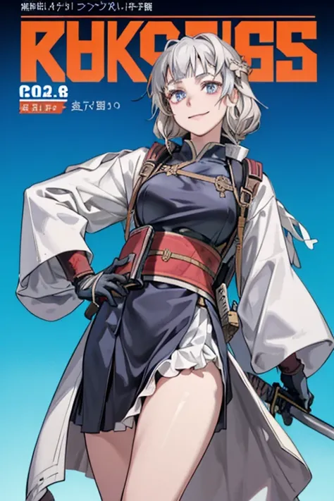 (from below:1.2, Highest quality ),  girl  ,  platinum colored hair military uniform  , The dreamer wants purplish blue eye ,( small breasts:1.0),  Lori does it , (Masterpiece:1.2, Highest quality ), (Beautiful   Details depictiOn : 1.2), ( beautiful   Det...