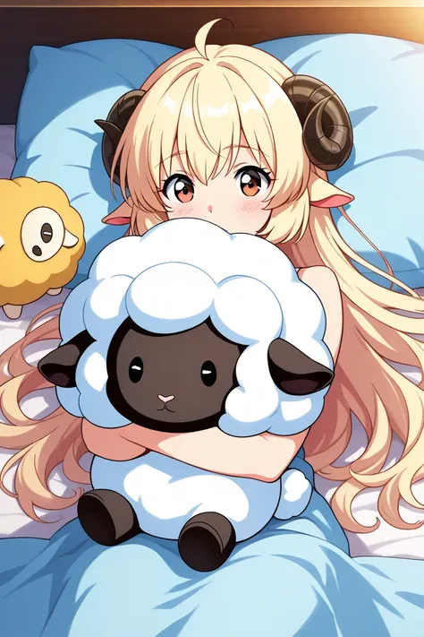 anime style, sheep, plushie, pillow high resolution, high quality, hd