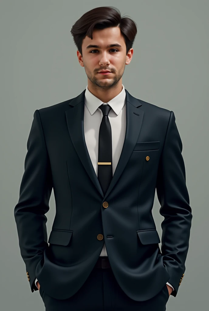 Person in the photo wearing a suit with short hair