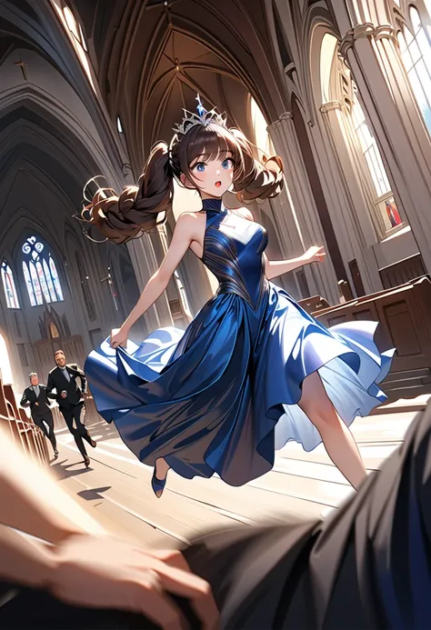 (The girl being chased:1.5、(In front of the church、 Run Hard for Help and Run Away :1.5、 reach out:1.5))、(( dynamic pose:1.5、 dynamic angle that sticks out your crotch:1.5、 motion blur:1.5))、(( One Girl:1.5)、((Girl:1.5)))、university student:1.5、 best quali...