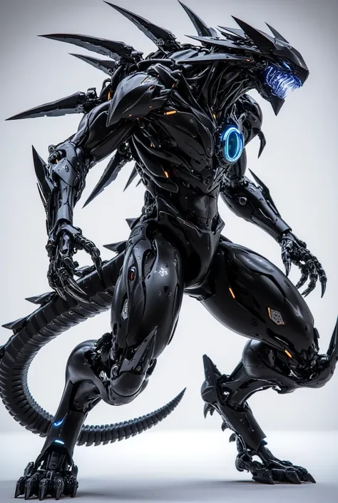 "Create a futuristic humanoid black panther armor, inspired by the bold, heroic style of Kamen Rider. The armor should have a sleek, high-tech design with sharp, angular features and a striking black color scheme. Incorporate elements of traditional panthe...