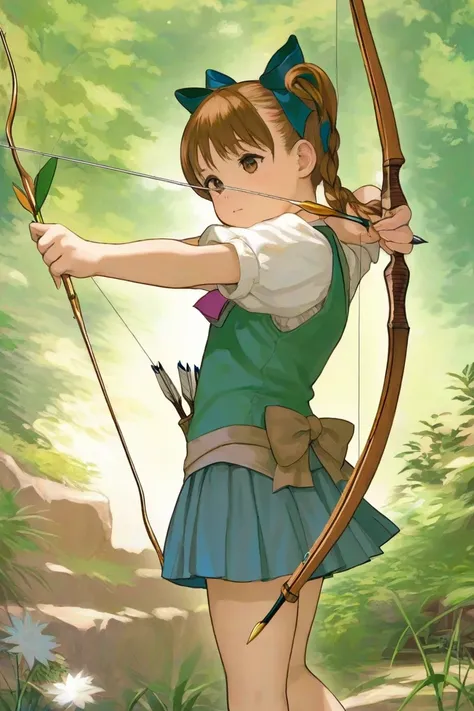 Young girl with bow and arrow.