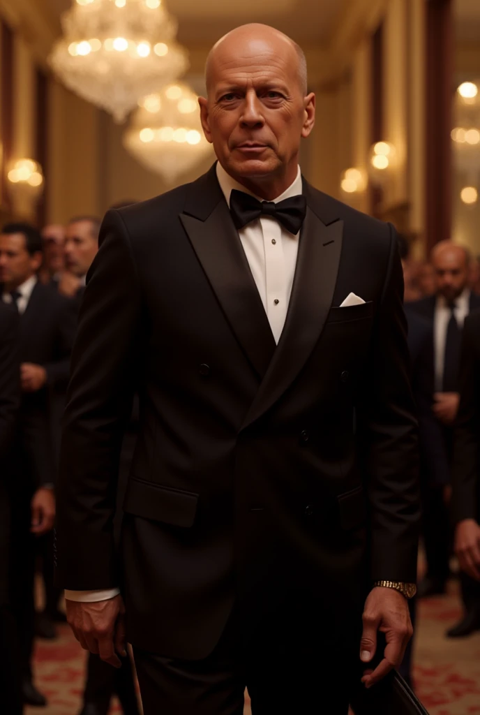 Bruce Willis, black suit, gentleman, billionaire, rich man, party, ceremony, famous, celebrity