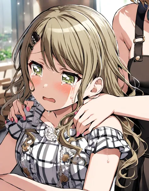 shoulder massage, girls, ( tears, ), (bang dream style), 