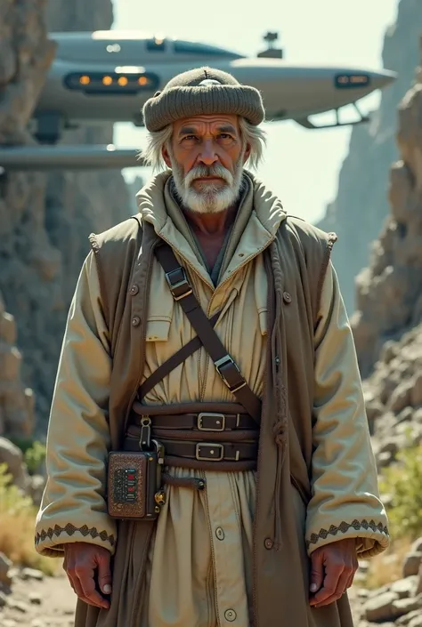 Image of a man wearing a traditional Sardinian beret costume with a futuristic look