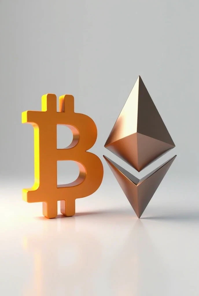 Create an image with the Bitcoin and Ethereum symbol in 3D