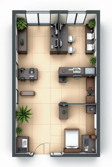 Create a scaled plan of an accountant office 