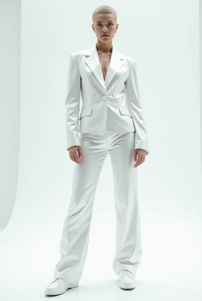 Tomboy style shiny white presentation clothes 