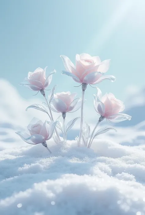 The flower of the glass rose、many、Blooming in a white world