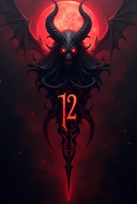 A demonic logo with the number 12 and the letter R