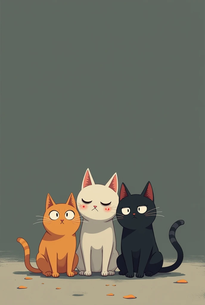 2D cats in sad emotional 