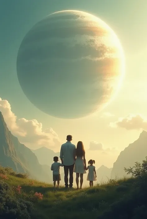 A united family with the bottom of a planet 

