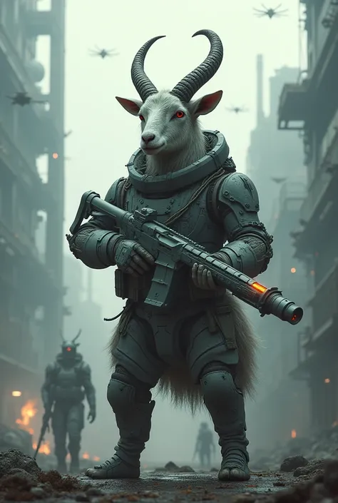 future army goat with gun