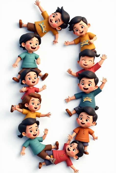 The 3d of number 0 formation from man woman  grandpa grandma  is composed of 3D realist face detailed with full effect light and shadow, high detailed high resolution vector cartoon characters of tourists with many posing model action breakdancing, jumping...