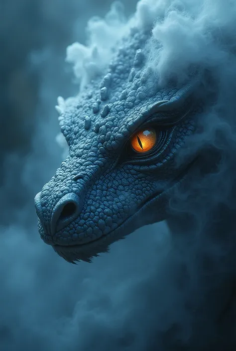 Dragon eyes in a silvery smoke 