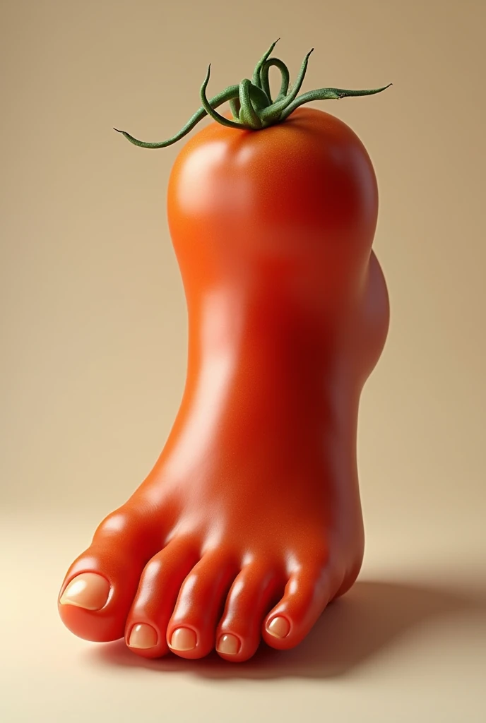 Tomato in the shape of a foot, realistic