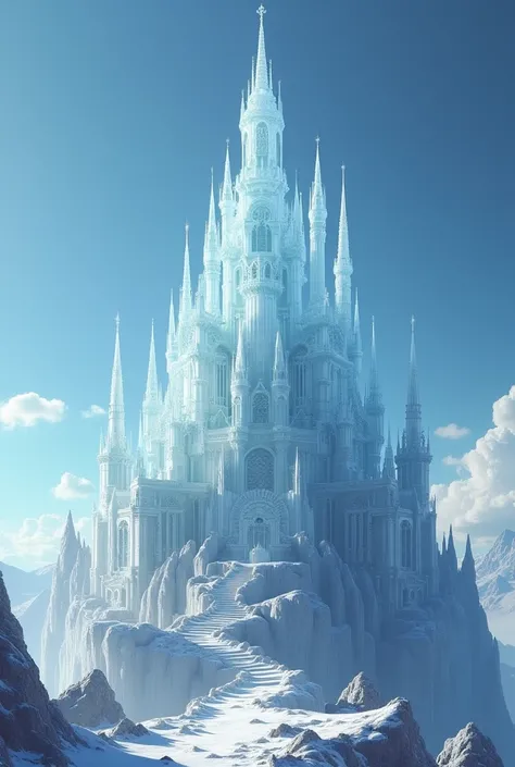 Transparent crystal litmus castle that can be seen from the front without mountains 