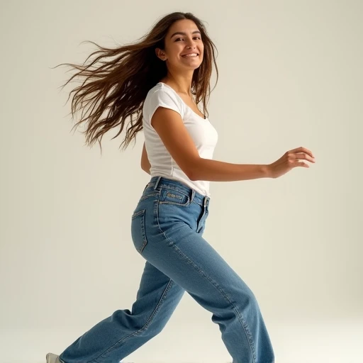 Woman in jeans dancing