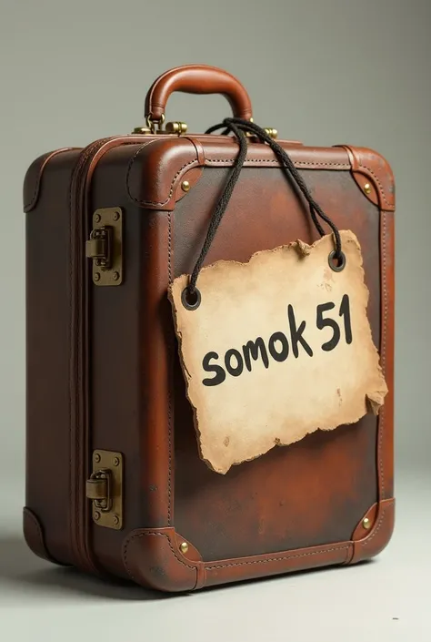 A lady's suitcase with a sign saying SOMOK51