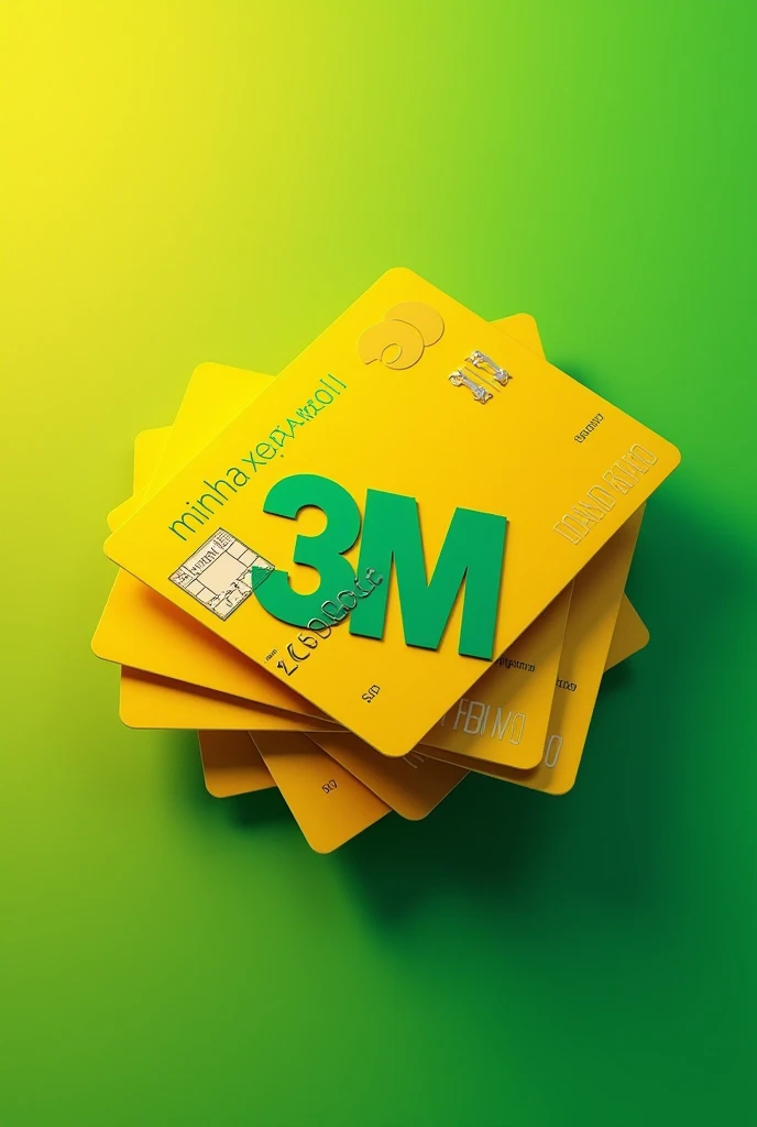 Create for me an image of a green and yellow credit card with the name 3m in Portuguese,  Minha Xepa my life written in Portuguese 