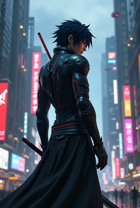 Sasuke Uchiha in the world of cyberpunk
