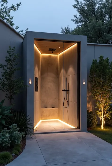 I have a backyard with a shower and I would like to do something to improve the look of the yard. But I don't want plants or a cover for the shower. I just want him and the walls and lighting