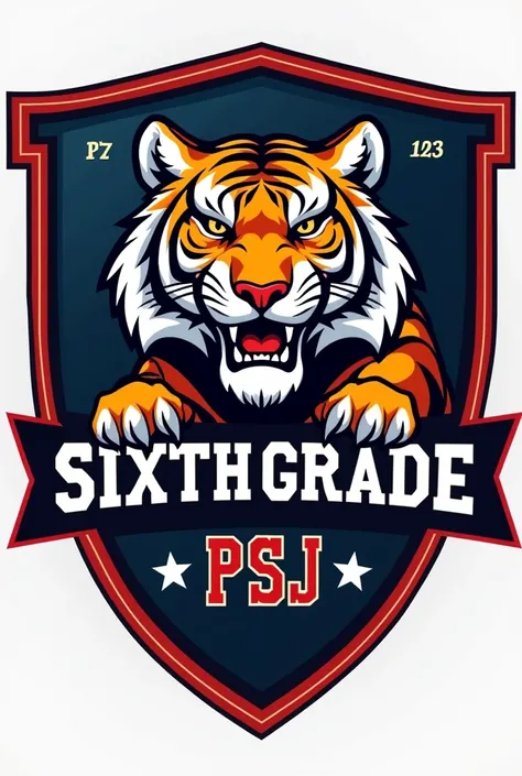 Shield that says PSJ sixth grade with a tiger