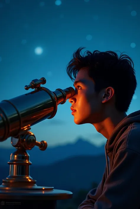 a person looking through a telescope