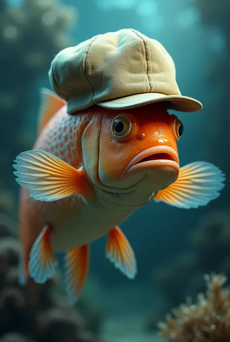 Realistic fish with trump hat