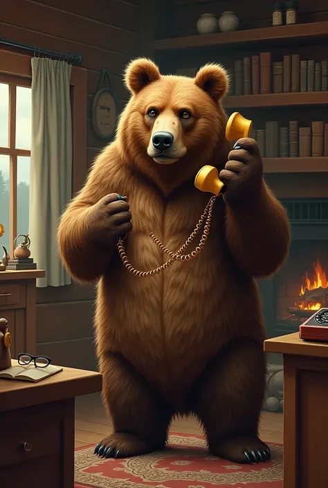 Bear on a phone call 