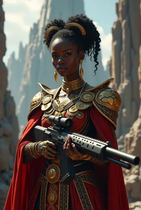 black princess, with gun 