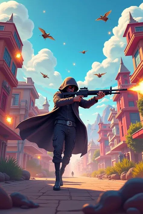  An unknown Free Fire player appears in a cartoon ,  eliminating everyone with impossible shots.