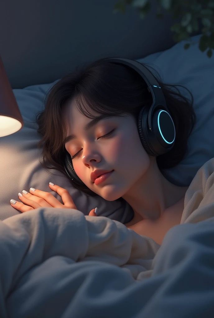 A ager sleeping with head phone
