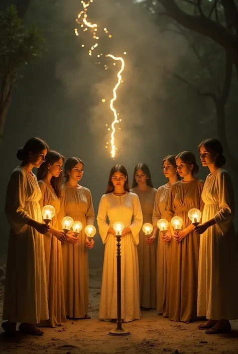 In the parable of the ten girls ,  the seven lamps represent the young women who go out to find the bridegroom.  The wise young women bring reserve oil ,  while the imprudent ones don't .  The parable teaches that one must always be prepared ,  because it ...