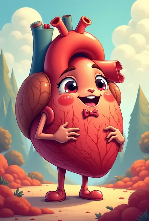 a cartoon-style humanoid heart