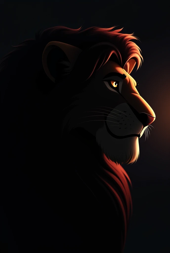  Covers of the Lion King Simba but in silhouettes his face from the front with lights and shadows