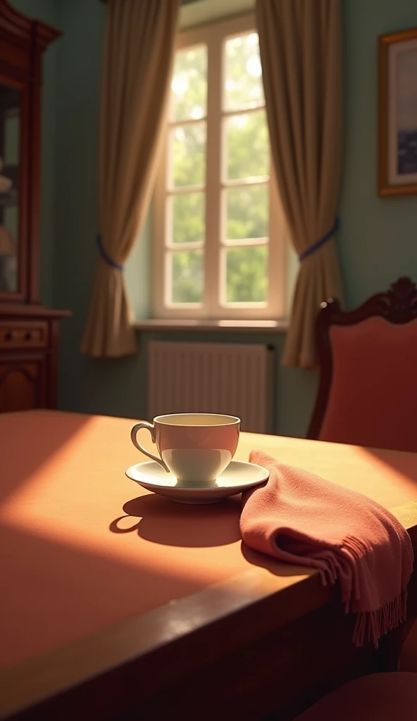 "The dining table sits empty except for a single untouched teacup on the far end. The room, once warm and bustling, now feels hollow. Disney-Pixar’s use of reflective surfaces and muted colors captures the stillness of the space. A scarf Sarah used to wear...